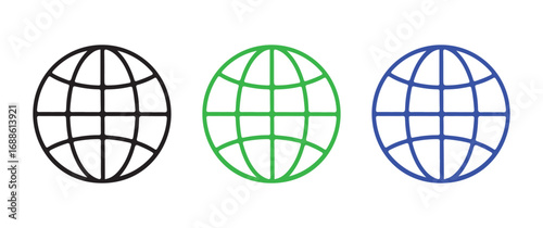 Worldwide Digital Globe Icons Illustrating Global Business, Technology, and Data Sharing