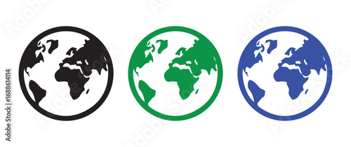 Planet Earth silhouette design in multiple colors for international and global concepts