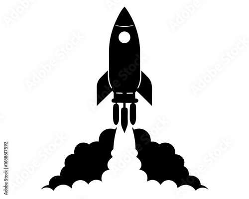 Rocket launching silhouette illustration