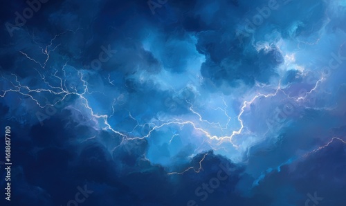 Stormy sky with vibrant lightning