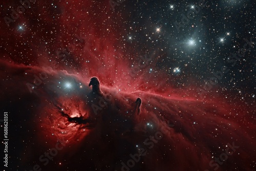 Deep space nebula with dark silhouette