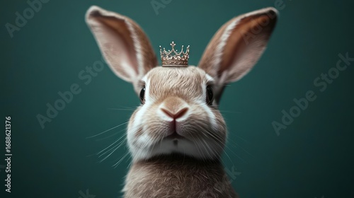 Regal rabbit with crown evokes fairytale wonder and anthropomorphic storytelling imagery