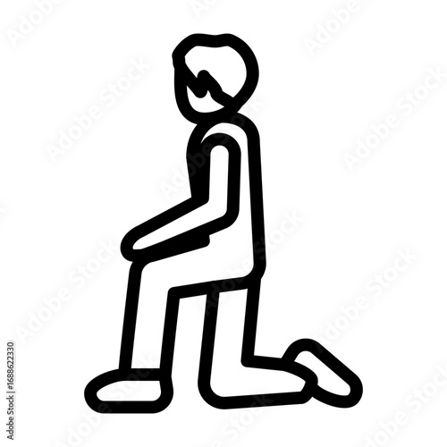 Kneeling Person Vector Line Icon Design