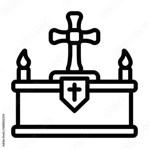 Altar Prayer Vector Line Icon Design