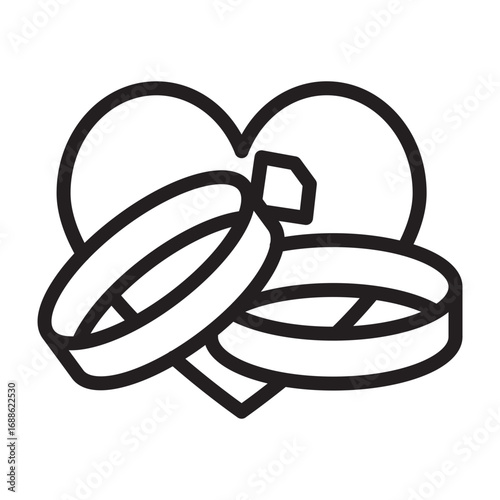 Marriage Rings Vector Line Icon Design