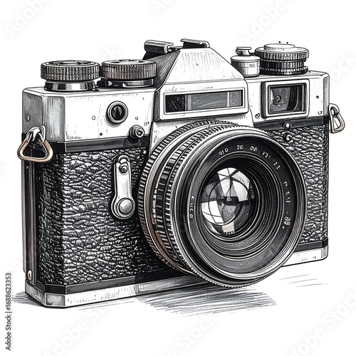 Detailed illustration of vintage camera