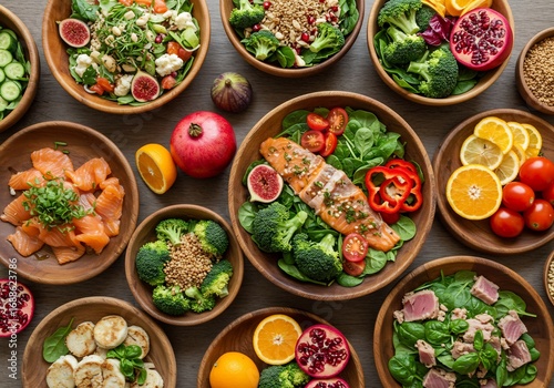 健康的な彩り豊かな食事風景