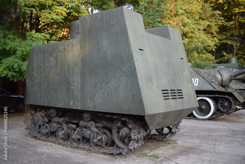Military equipment on the asphalt