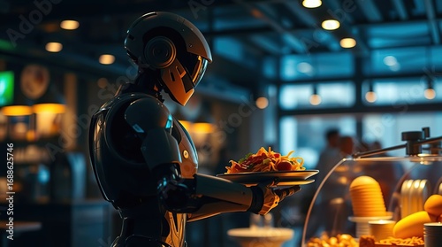 Robot serving food in cafe. (12)