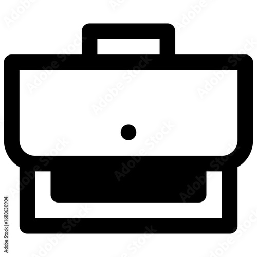 Briefcase. Outlined stroke vector icon with black-filled details.