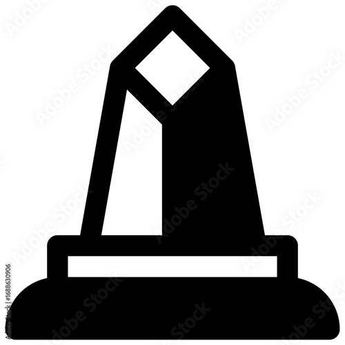 Award. Outlined stroke vector icon with black-filled details.