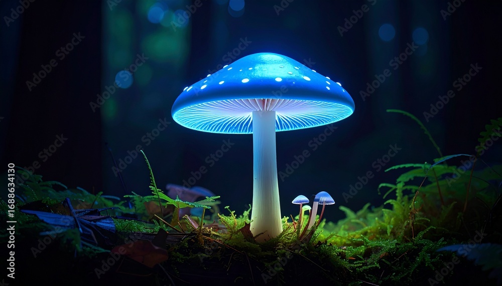 Fototapeta premium realistic luminescent mushroom
