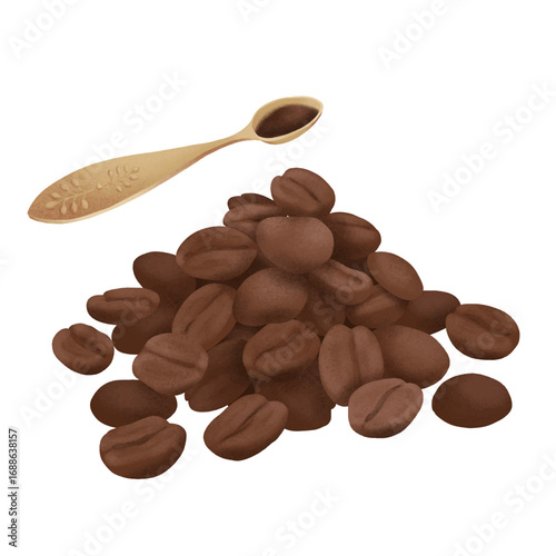 Coffee beans with a spoon
