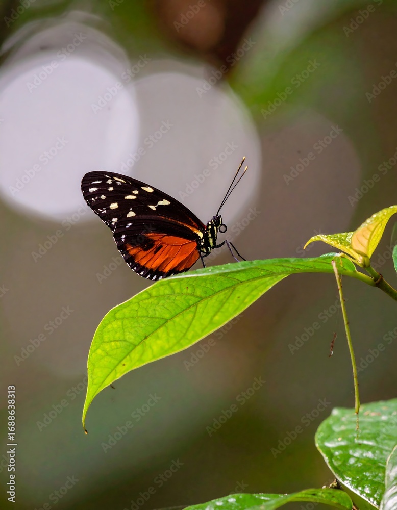 Fototapeta premium Butterfly resting on a leaf