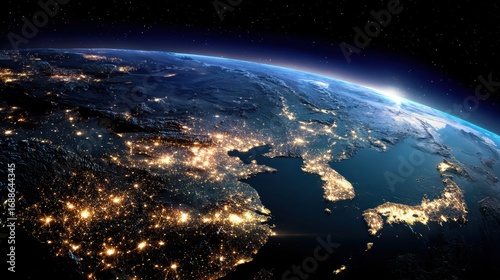 earth at night east asia lights