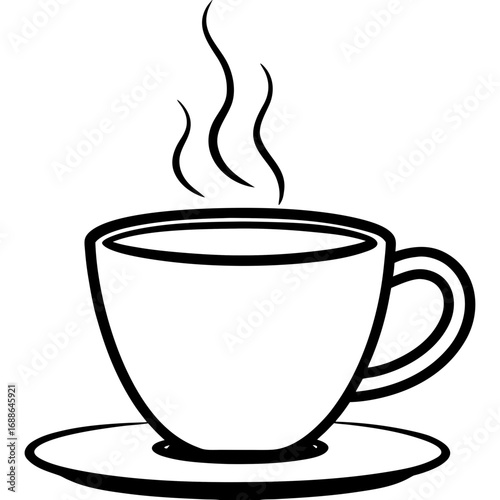 Coffee cup with-steam line art vector illustration  