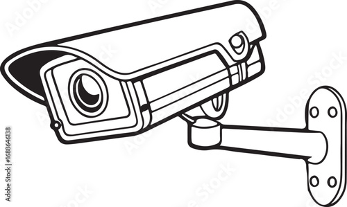 Detailed sketch of a video camera design representing protection technology and a modern safety system.