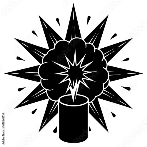 Firecracker explosion silhouette vector illustration  