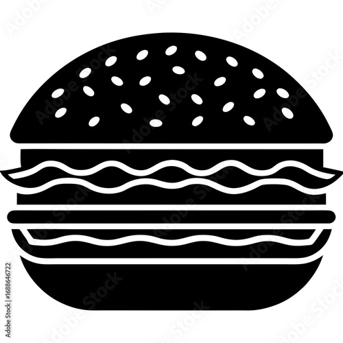 Burger simple flat icon silhouette vector illustration  