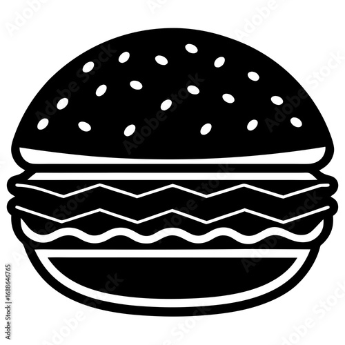 Burger simple flat icon silhouette vector illustration  