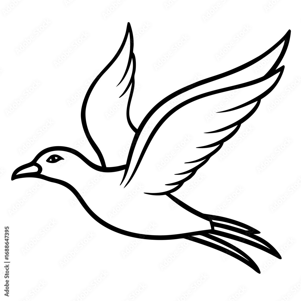Obraz premium Bird in flight line art vector illustration 