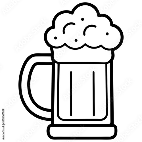 Beer mug line art vector illustration 