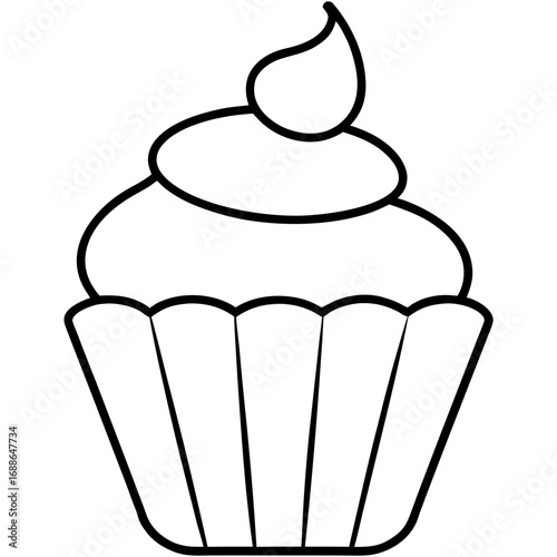 Cupcake outline line art vector illustration 