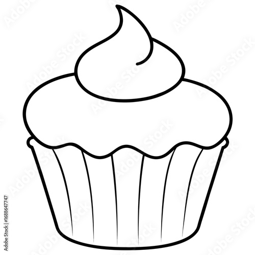 Cupcake outline line art vector illustration 