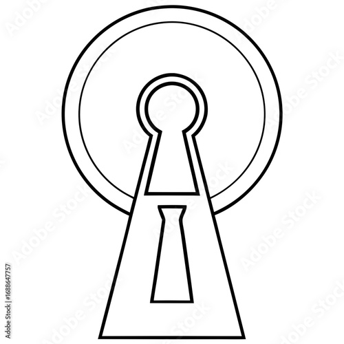 Key and keyhole line art vector illustration 