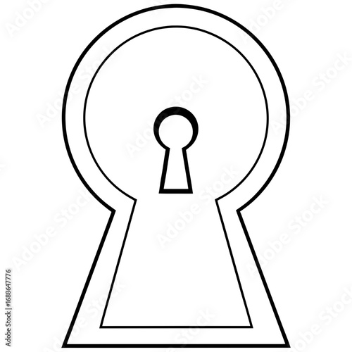 Key and keyhole line art vector illustration 
