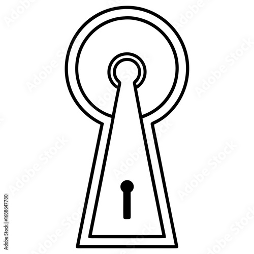 Key and keyhole line art vector illustration 