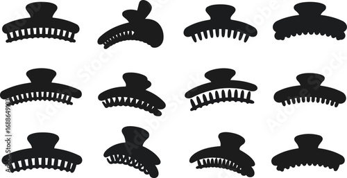 Collection of black hair claw clips assortment fashion accessories for styling vector