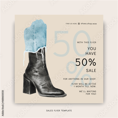 Woman leather boots on a heel