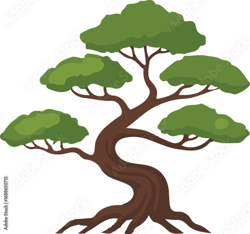 Stylized Ancient Tree Vector Illustration