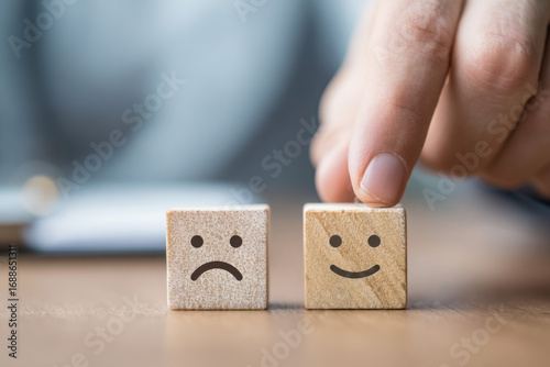 Customer Satisfaction Survey with Happy and Sad Face Blocks

