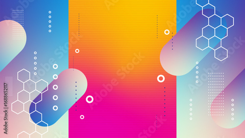 Science chemical technology capsule banner design. Abstract poster pills concept. Drug frame vibrant gradient background