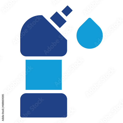 Porcelain Cleaner Glyph Blue Silhouette Icon Design Vector - Porcelain soap bottle with droplet for cleaning, disinfection, and hygiene