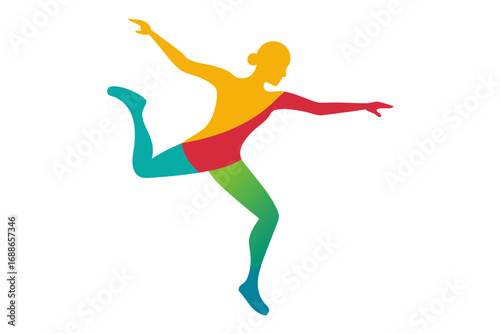 Ice skater spinning silhouette illustration