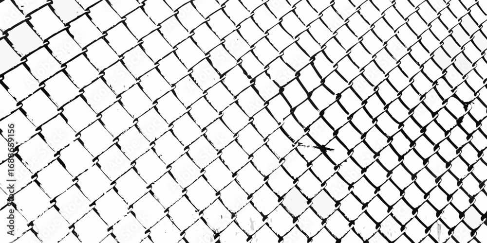 Fototapeta premium Abstract black and white pattern of a chain link fence texture background