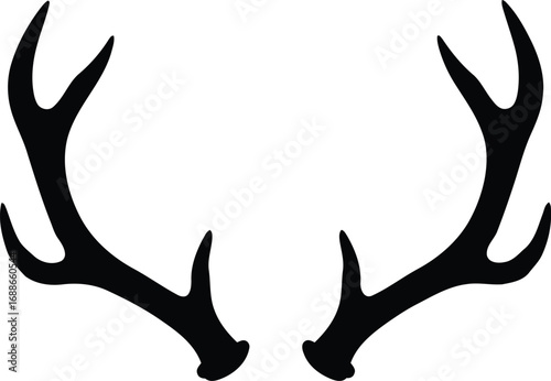 Minimalist deer antlers silhouette icon elegant nature symbol isolated vector
