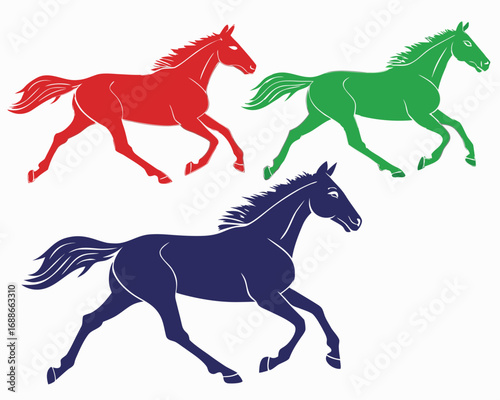Horses running silhouette vector isolated