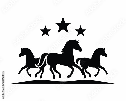 Horses running silhouette vector isolated