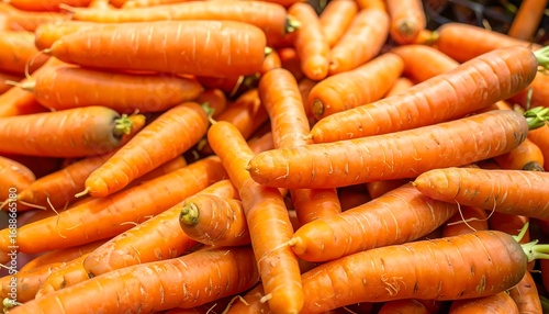 A close-up view of many fresh carrots