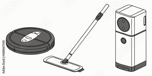 Smart home cleaning devices including robot vacuum, mop, and air purifier for modern living