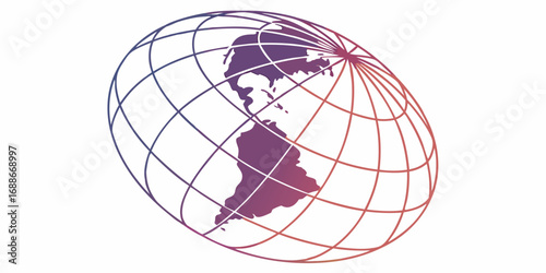 Modern abstract globe with gradient continents, symbolizing global connection, technology, and business growth.