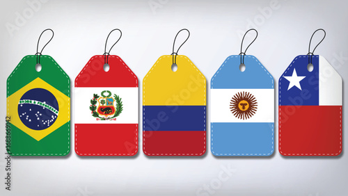 Illustration Vector Featuring Brazil, Argentina, Colombia, Chile and Peru  Identities