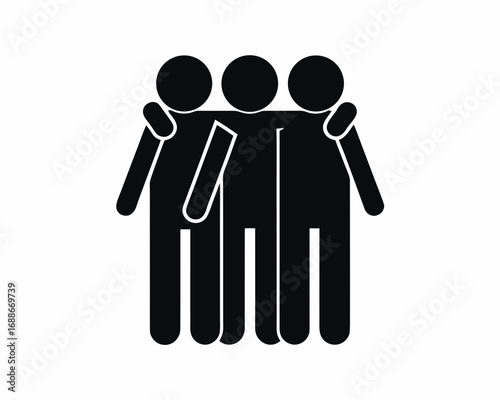 Friends hugging icon silhouette illustration