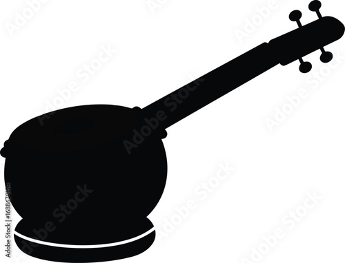 Indian tanpura string instrument silhouette traditional music culture heritage vector