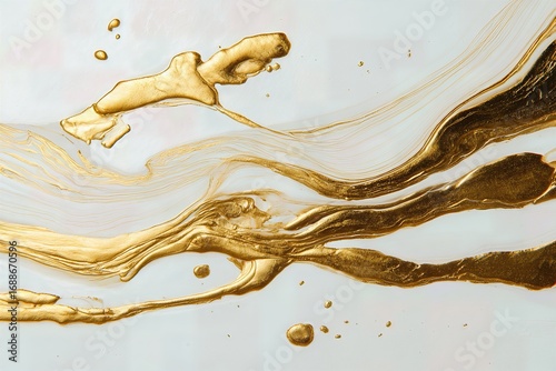 Golden brush strokes on white background