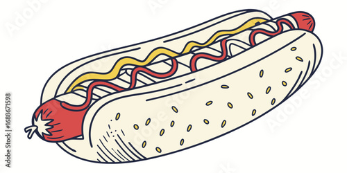 Classic Hot Dog Illustration
